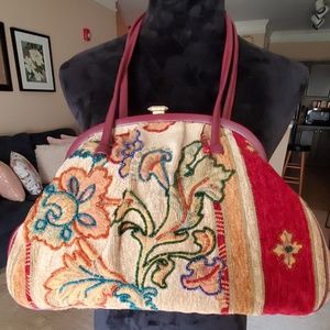 Vintage Multicolored Beaded Tapestry Satchel